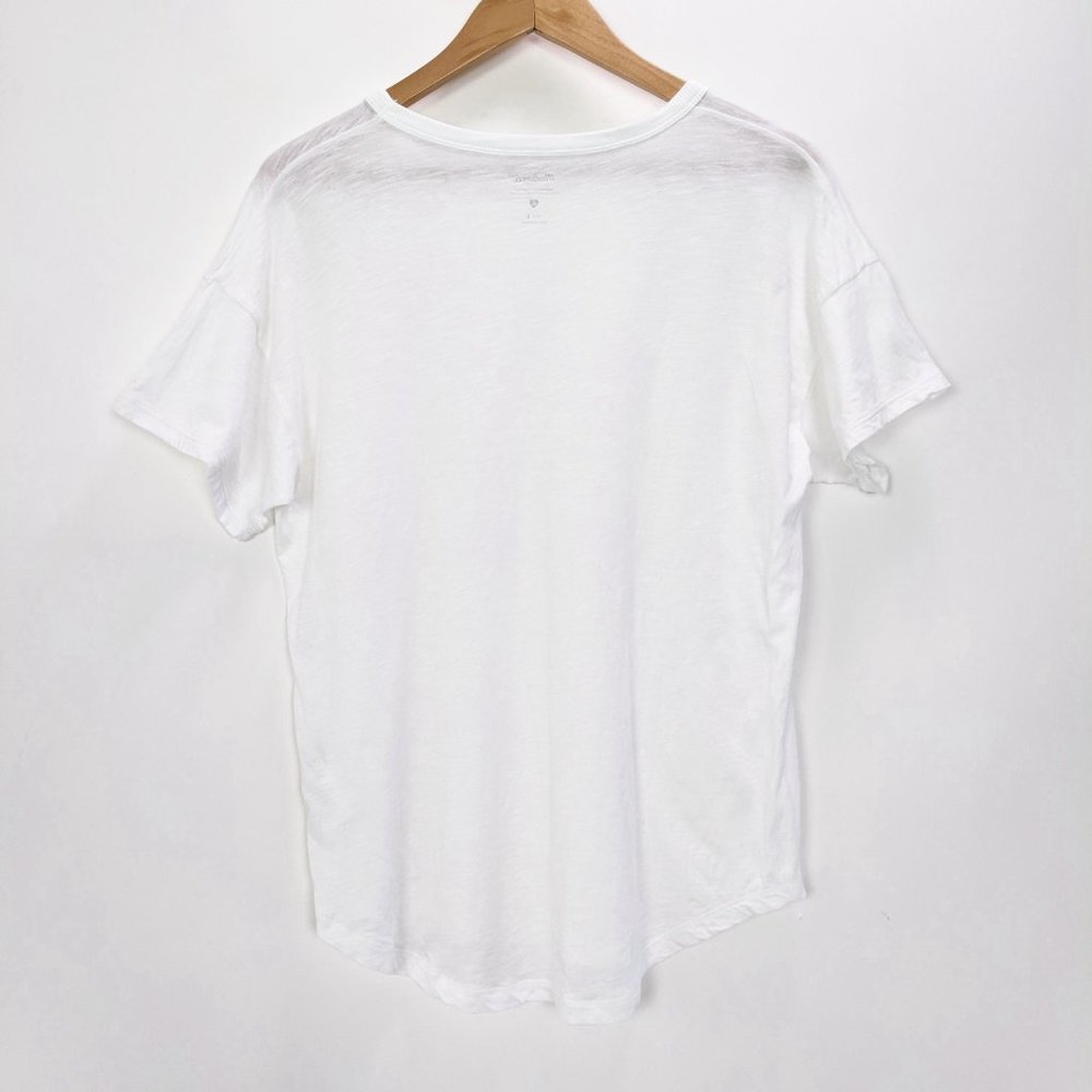 Madewell Size L Womens Whisper Cotton Rib-Crewneck Tee In White - Picture 4 of 7